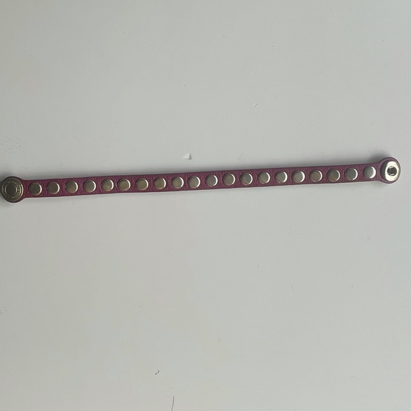 NWOT Red and Brass COACH NY studded bracelet, leather, snap - Picture 7 of 9